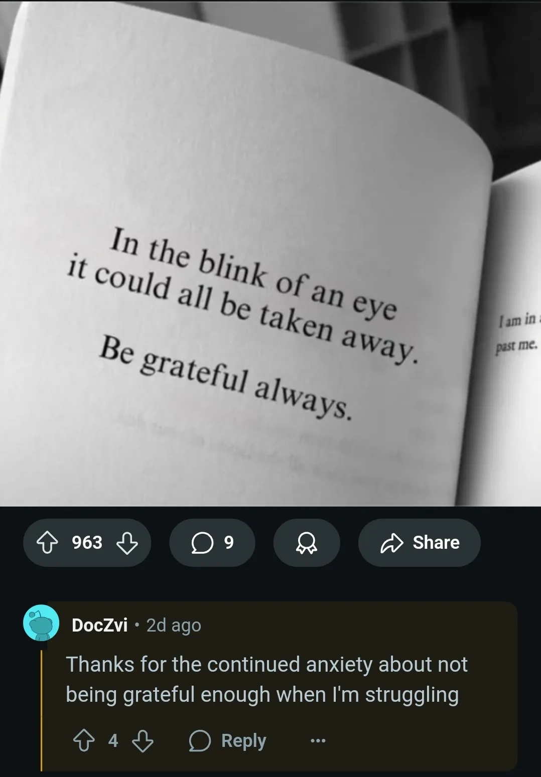 Quote and comment from Reddit